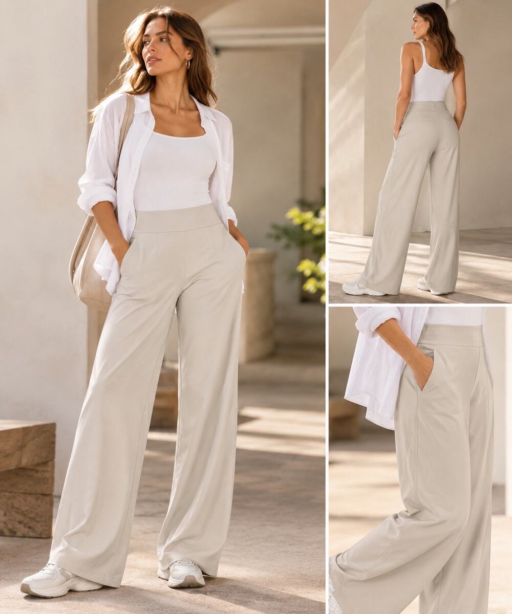 Athleta Brooklyn Heights High Rise Wide Leg Pants Abalone 18 NWT Travel Workwear